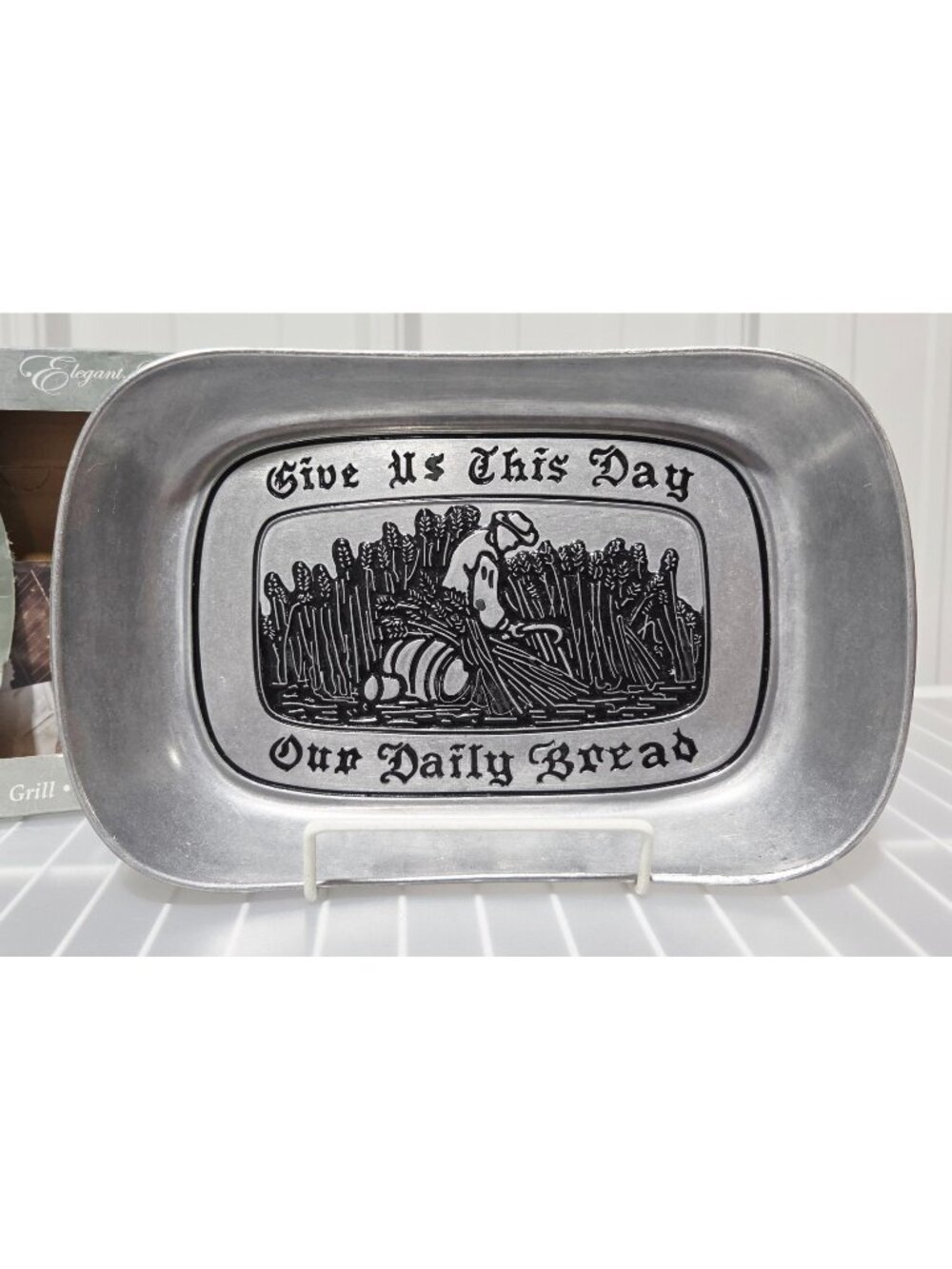 Wilton Armetale Large Pewter Bread Serving Tray GIVE US THIS DAY... 10.75" x 7"